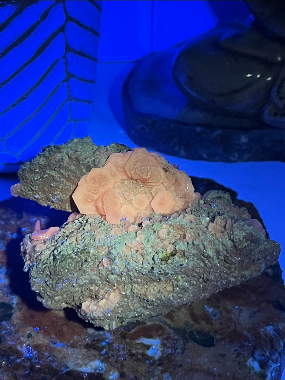 UV Reactive Coin Calcite on Matrix